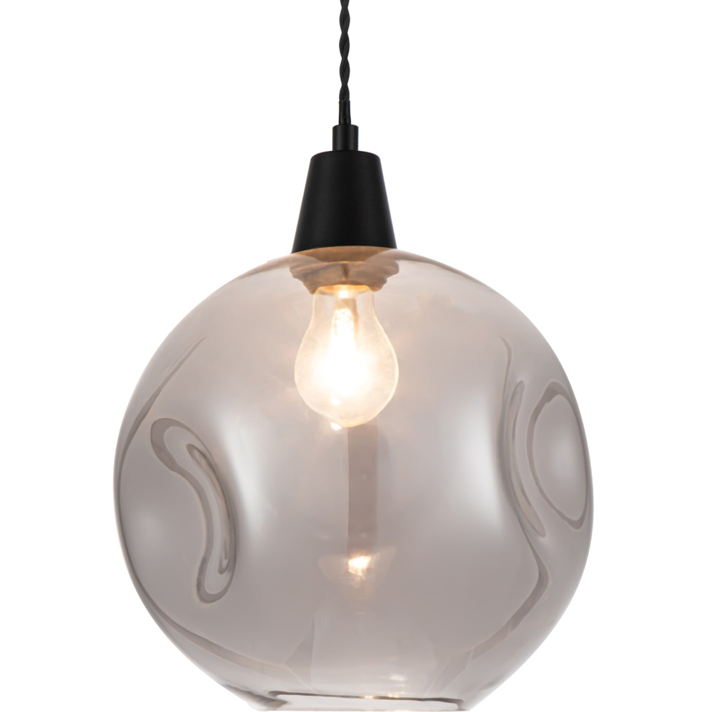 Cosylyte Millfield Matt Black Base Smoky Dimple Glass Pendant Light Image 4