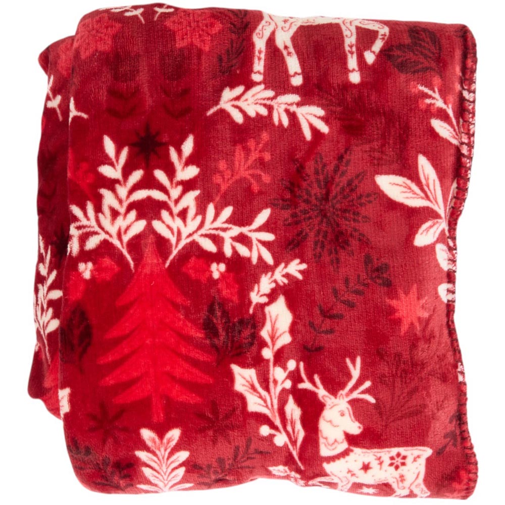 Folklore Stag Sherpa Throw  - Red Image 4