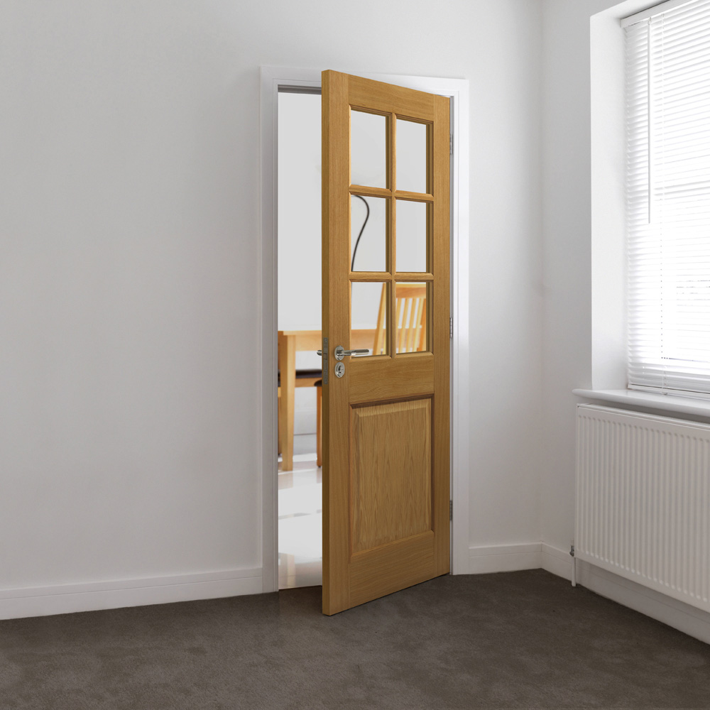 JB Kind Arden Classic Oak Glazed Internal Door 1981 x 838mm Image 2
