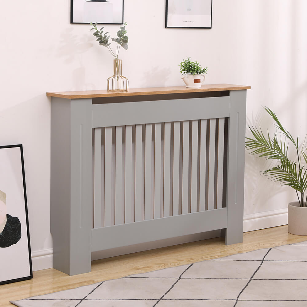 Home Source York Dark Grey with Oak Effect Top Radiator Cover Medium Image 2