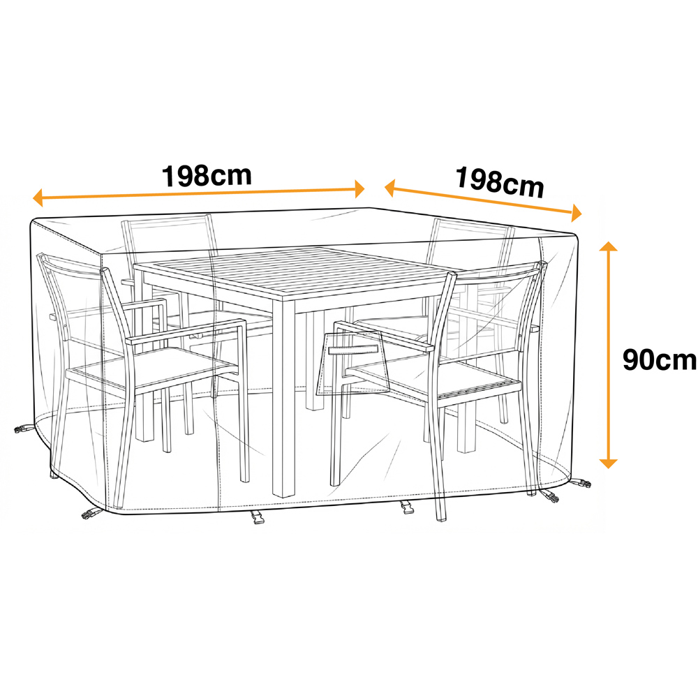 Sahara Premium Black Square Dining Set Cover 90 x 198 x 198cm Image 7