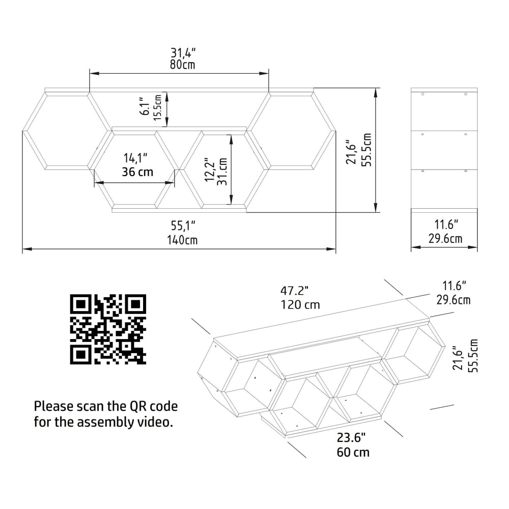 Decorotika Honey Full Bendire Wide Hexagonal TV Unit Image 7