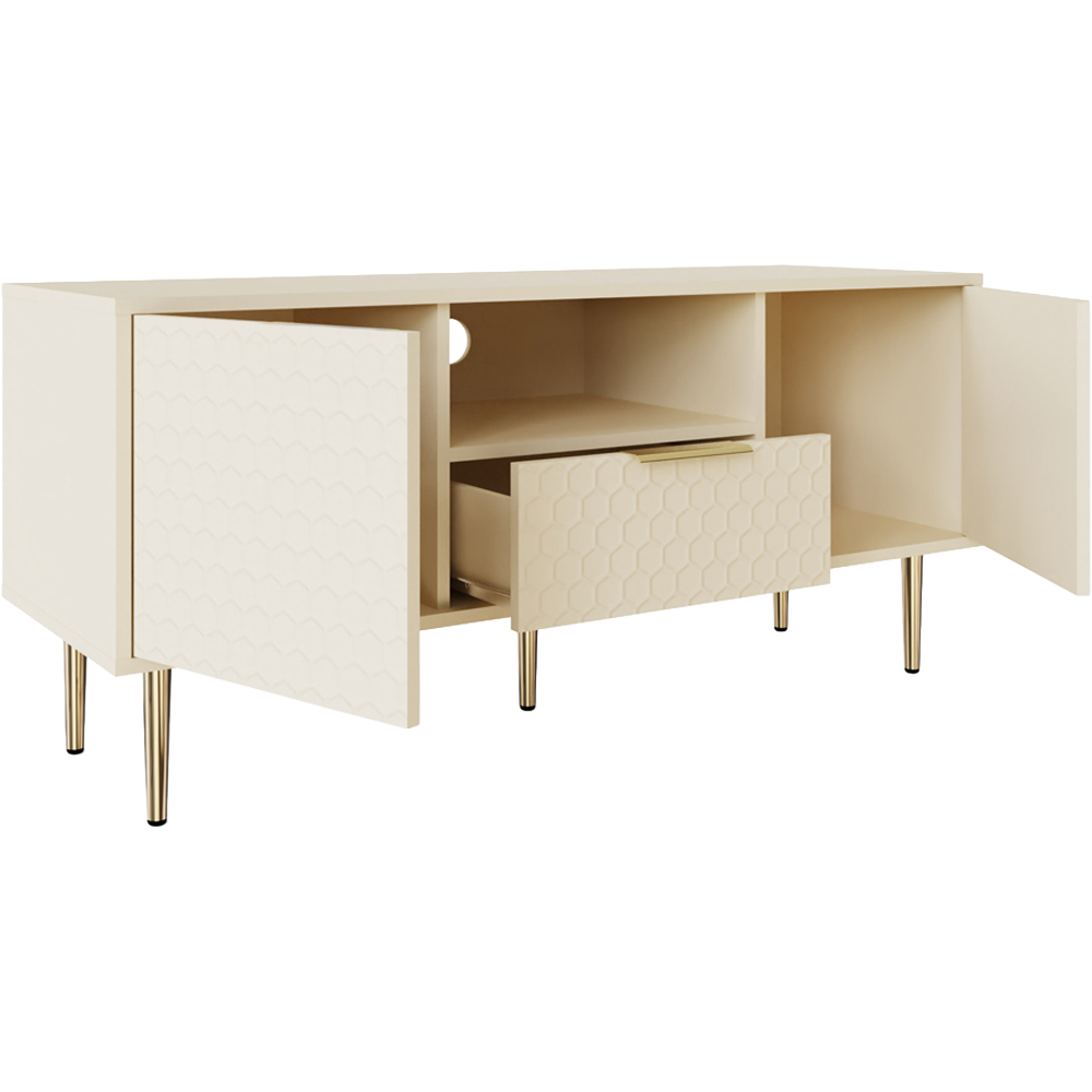 GFW Azariah 2 Door Single Drawer Single Shelf Ivory TV Unit Image 3