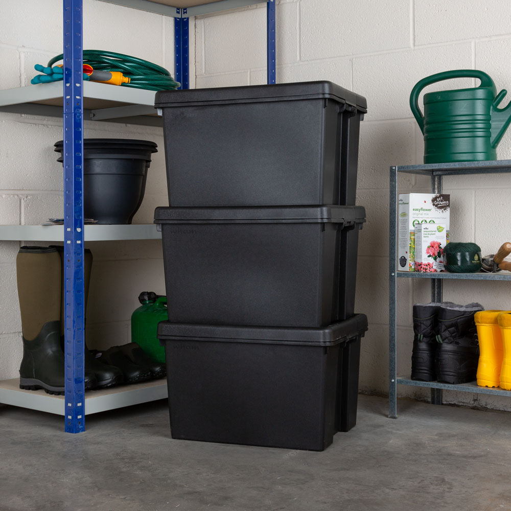 Wham 45L Black Bam Storage Box with Lid 3 Pack Image 6
