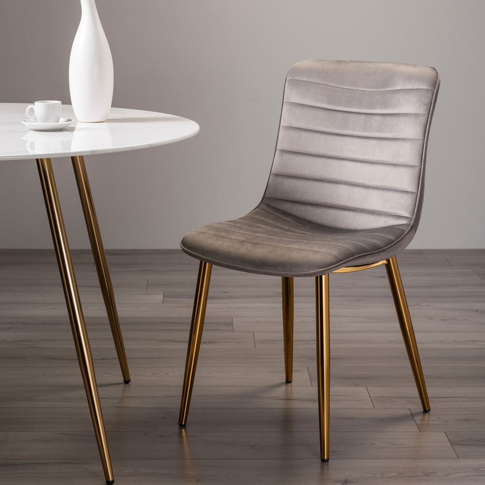 Bentley Designs Rothko Set of 2 Grey Velvet Dining Chair Image 6