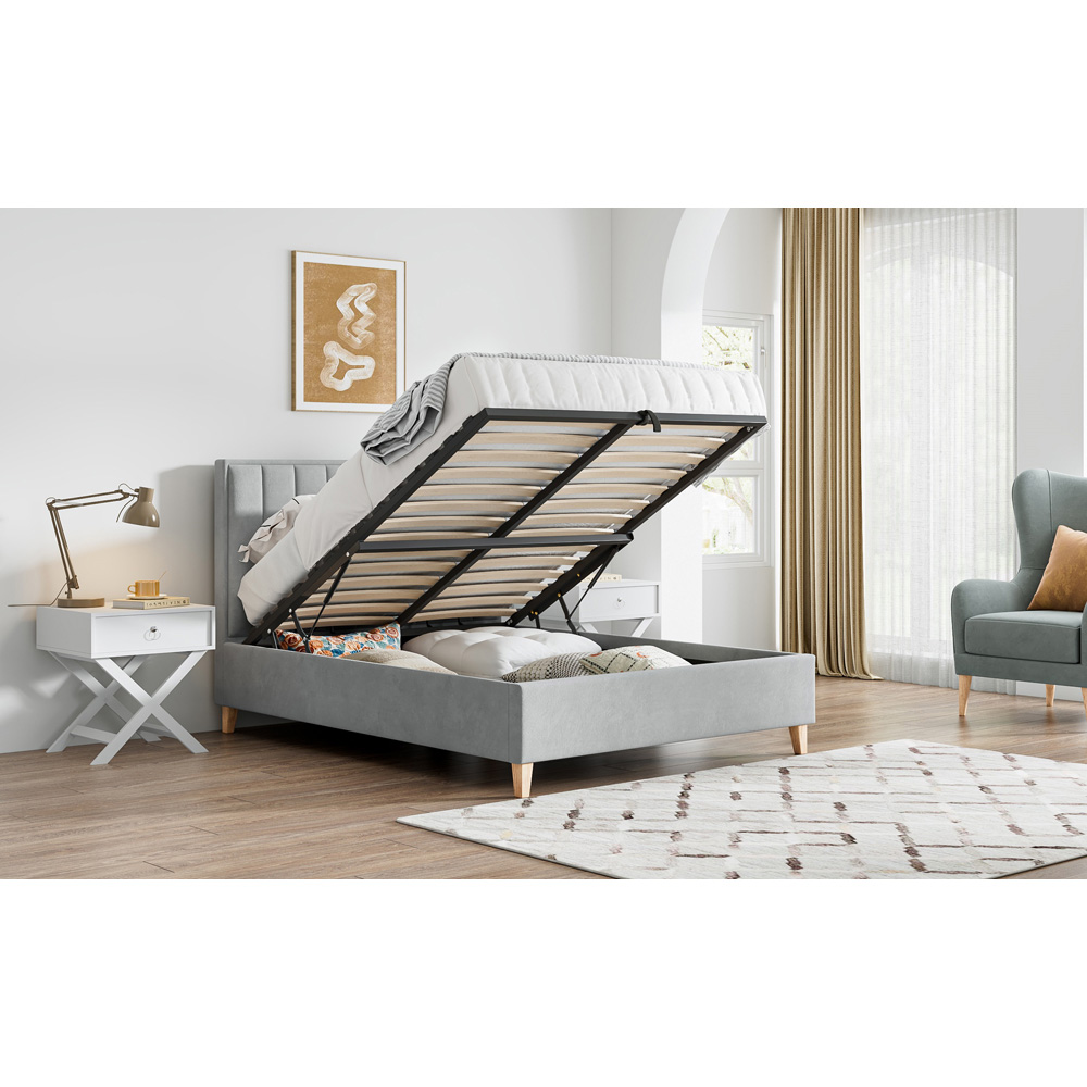 Bedmaster Rhodes King Size Grey Velvet Ottoman Bed Image 2