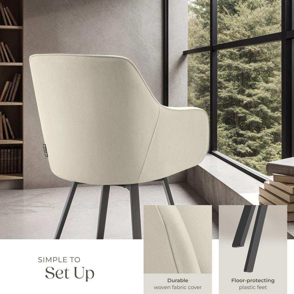 tectake Hellen Set of 4 Cream and Black Shell Shaped Velvet Accent Chair Image 4