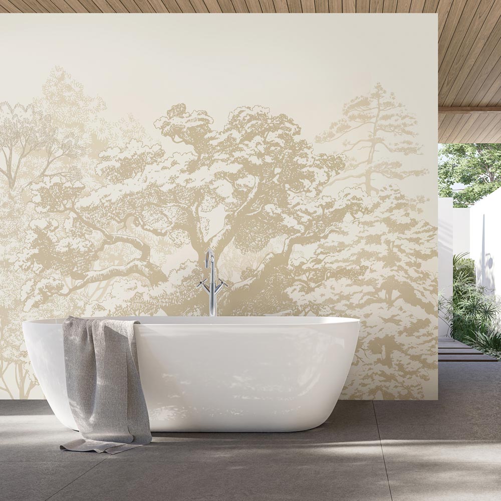 Origin Murals Etched Trees Parchment Wall Mural Medium Image 3