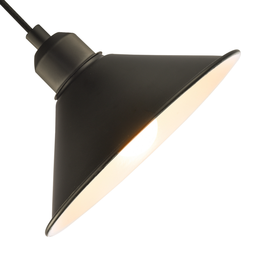 Happy Homewares Cone Shaped Industrial Metal Mat Black Pendant Shade Image 4