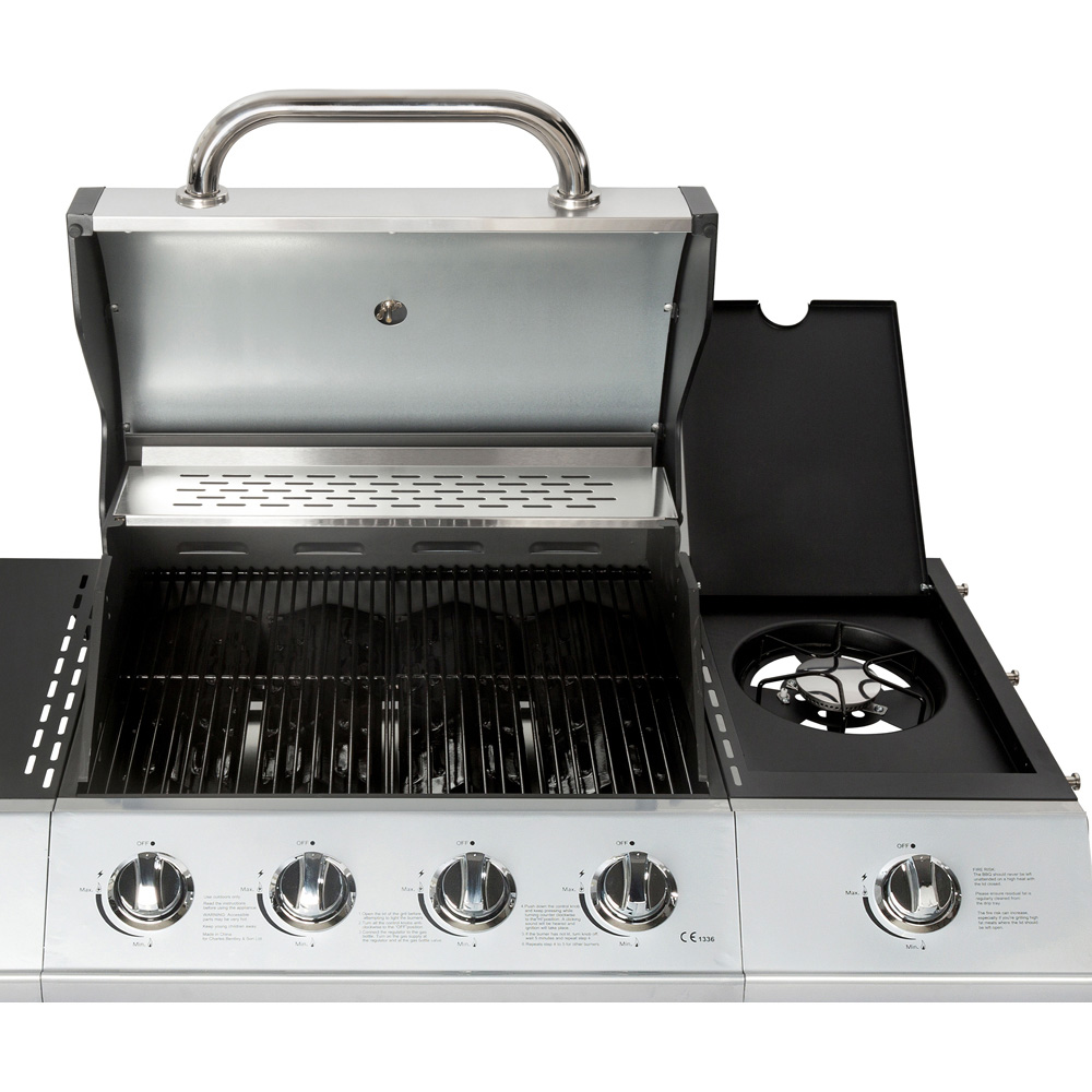 Charles Bentley Premium 4 + 1 Burner Gas BBQ Silver Image 6