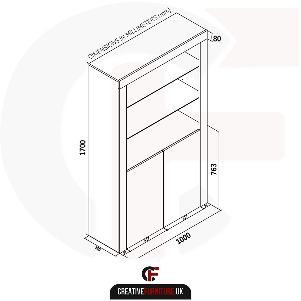 Creative Furniture Spectrum Dark Oak and Black Matte 2 Door 3 Shelf Display Cabinet Image 9