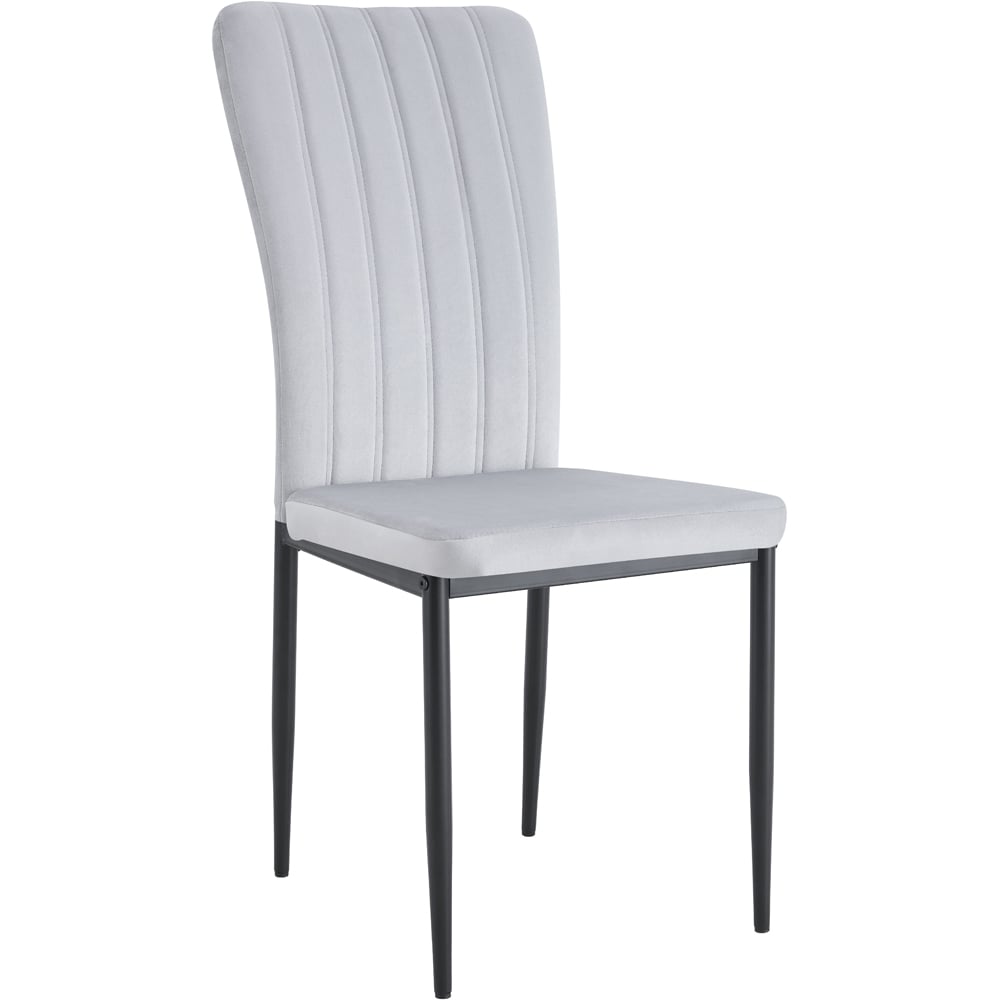Elle Set of 6 Light Grey Velvet Effect Plush Padded Upholstered Dining Chair Image 2