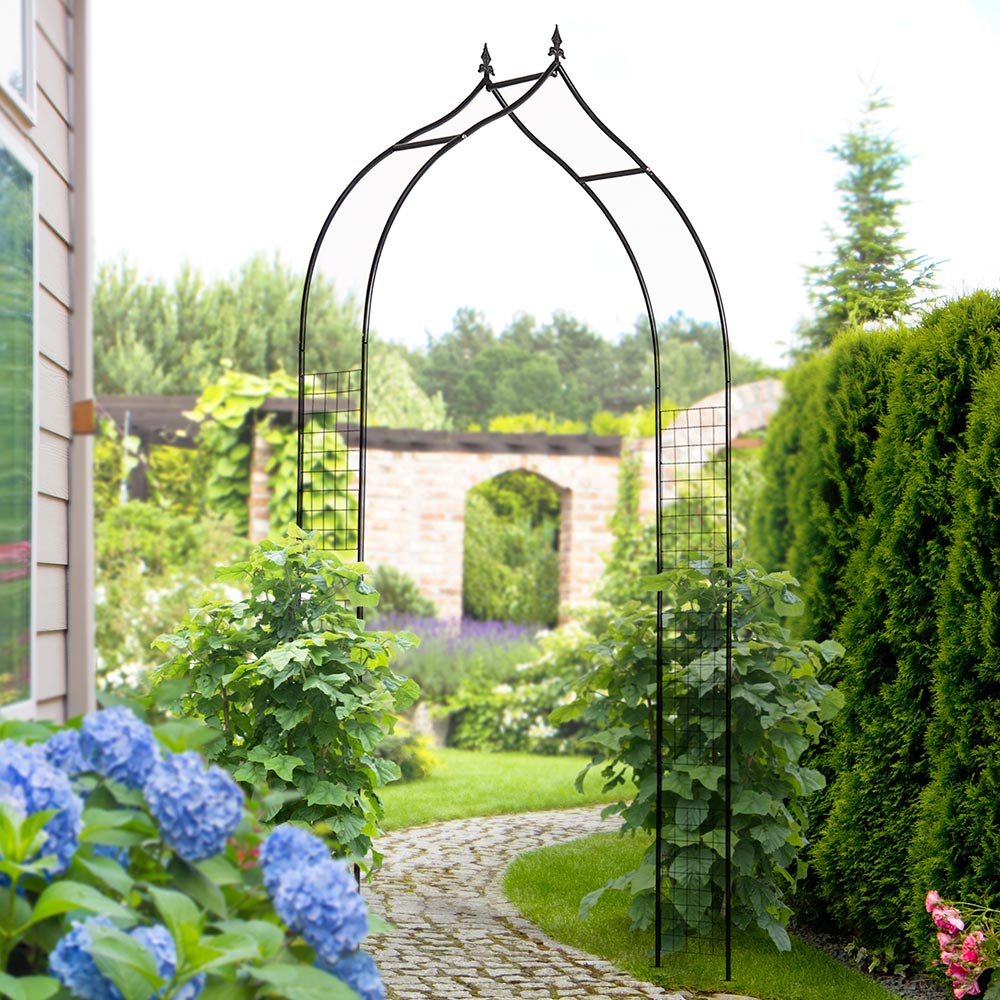 Outsunny Garden Arch Black 2.5H m Image 1