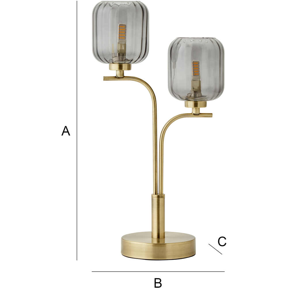 ValueLights Amelie 2 Way Ribbed Glass Gold Stem LED Table Lamp Image 8