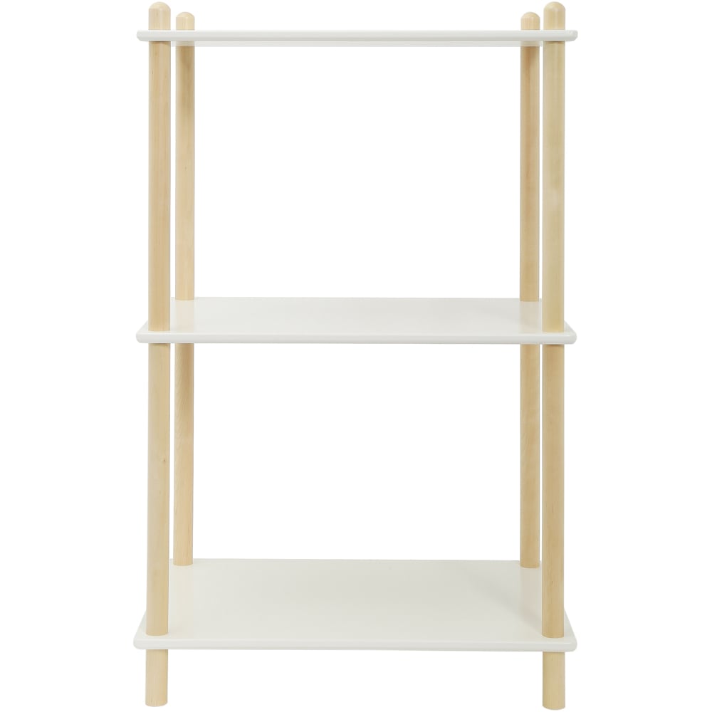FurnitureHMD 3 Shelf Natural and White Bookcase Image 2