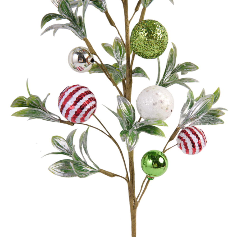 Decorative Pick with Baubles and Leaves Image 3