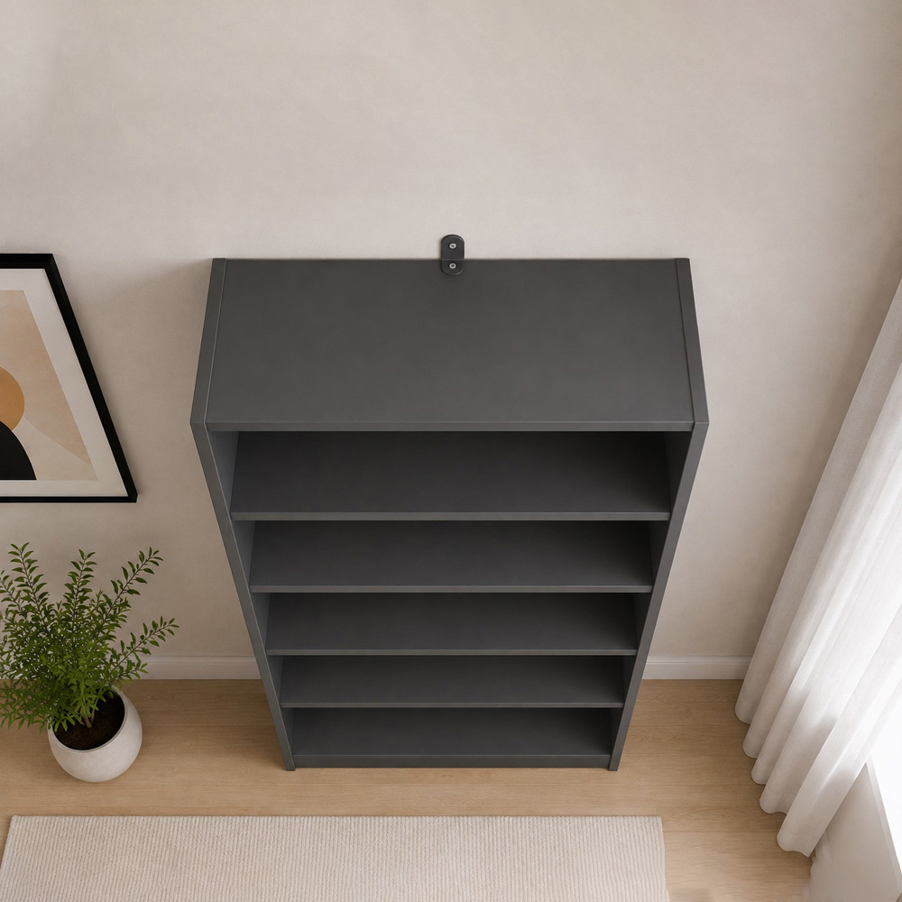 Shefa Line 6 Shelf Graphite Tall Slim Bookcase Image 4