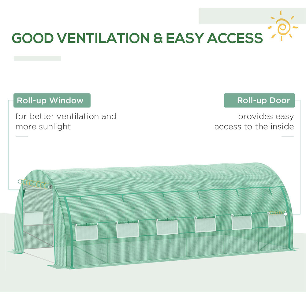 Outsunny Green Plastic 10 x 19.6ft Polytunnel Greenhouse Image 5