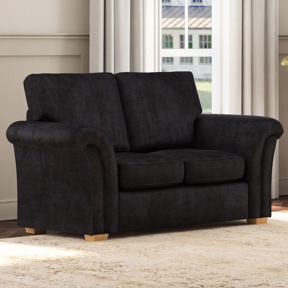 Castleacre 5 Seater Ebony Plush Velvet Fixed Back Sofa Set Image 5