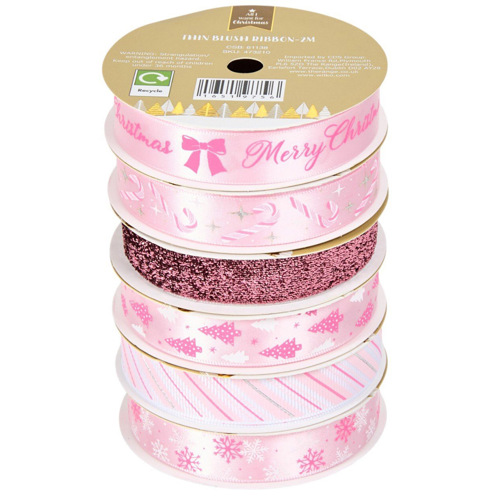 Festive Thin Blush Ribbon Image 1