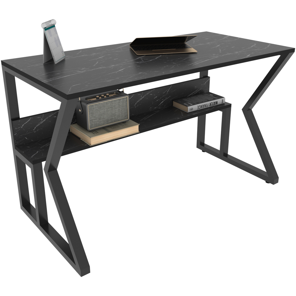 Decorotika Wake Single Shelf Computer Desk Black Marble Effect Image 3
