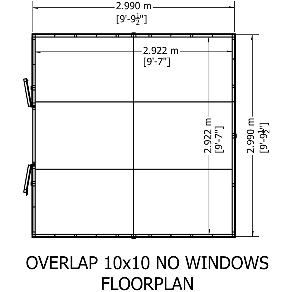 Shire 10 x 10ft Double Door Overlap Apex Wooden Shed Image 9