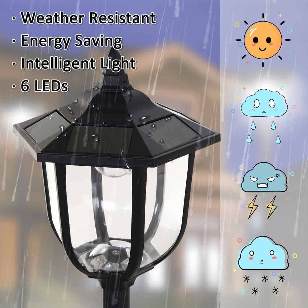 Outsunny 1.77m Black LED Solar Powered Lamp Post Image 5