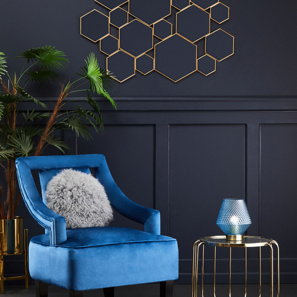Premier Housewares Faye Midnight Blue Velvet Accent Chair Image 6