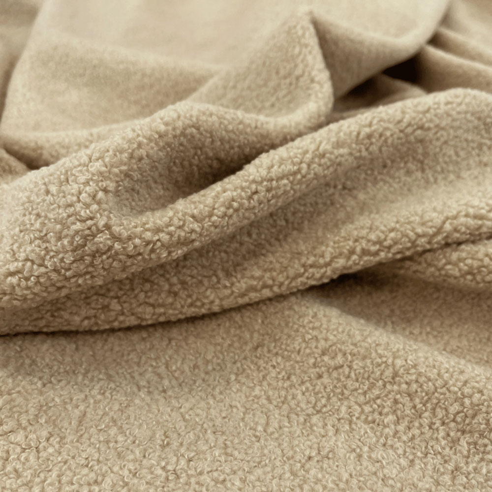 Desser Furniture Latte Boucle Fabric Cosy Pouffe Footstool Image 5