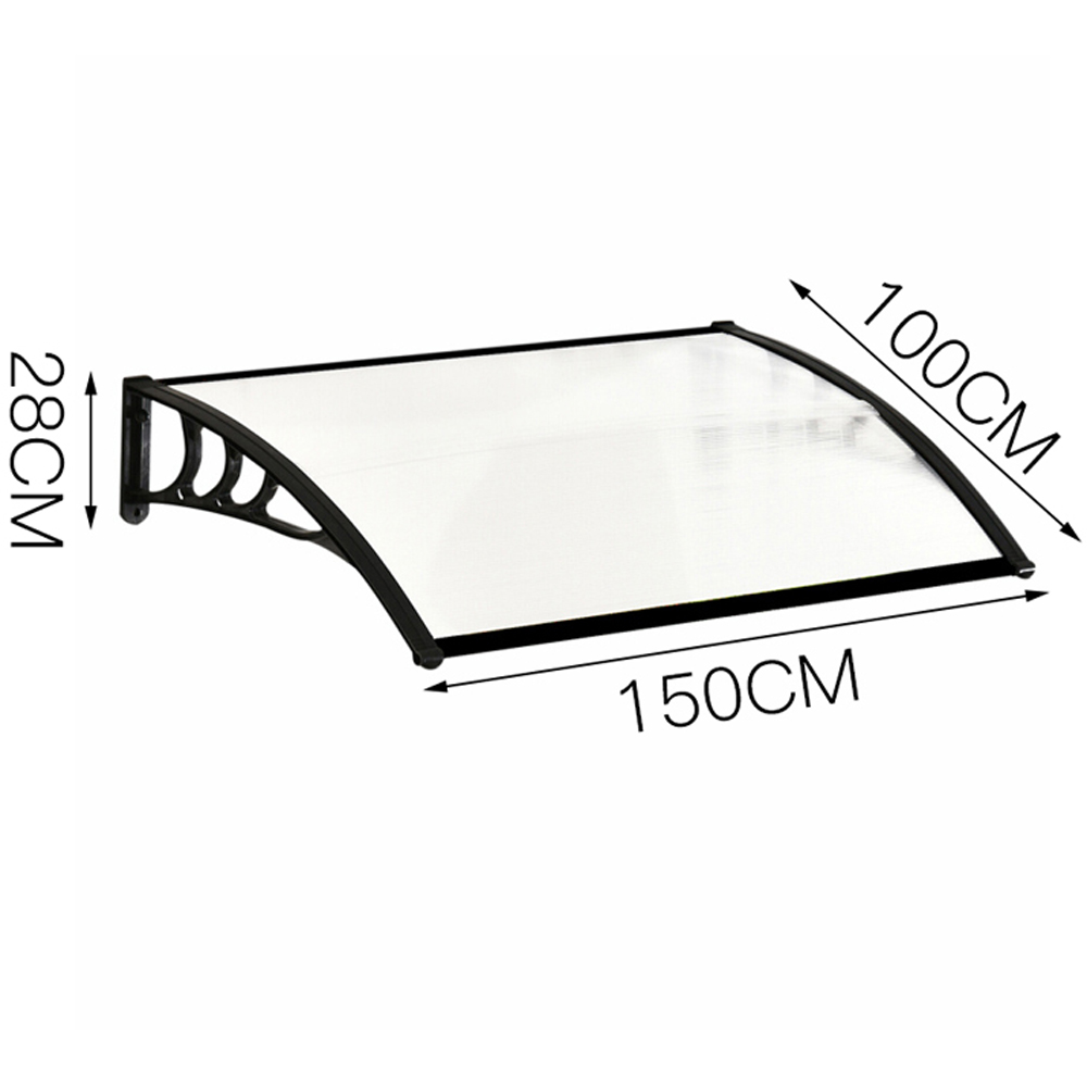 Living and Home Black Window and Door Awning Canopy with Brackets 1.5m Image 6