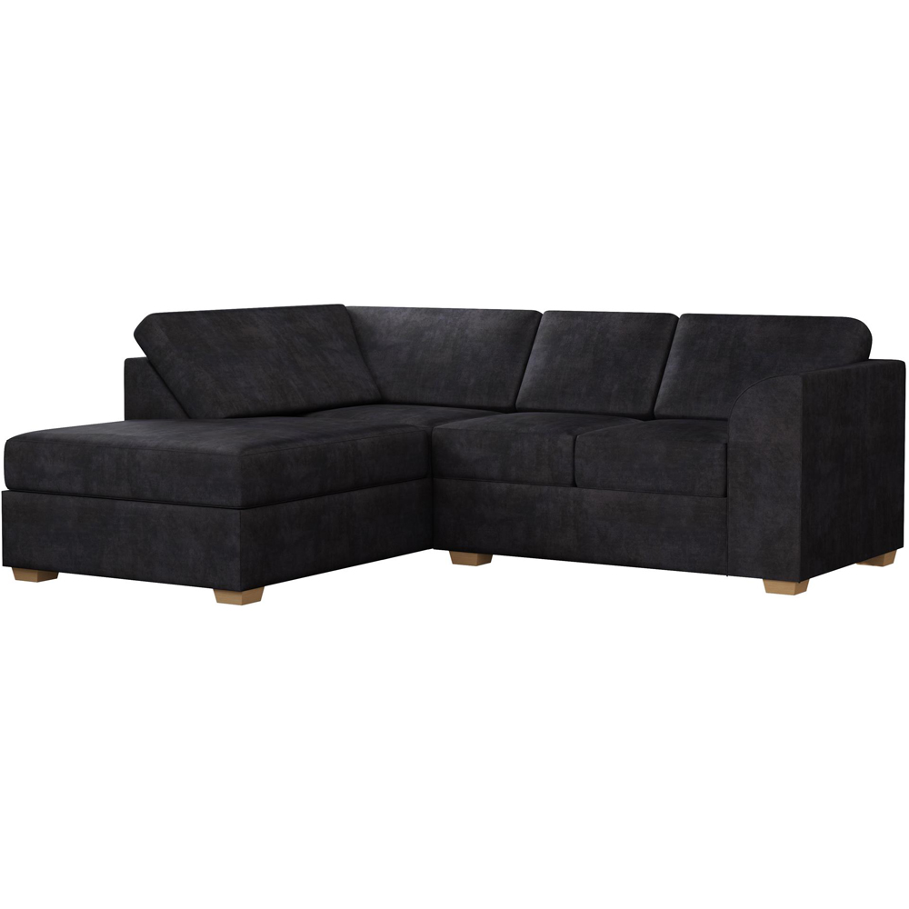 Modo 3 Seater Ebony Plush Velvet Left Hand Fixed Back L-Shape Corner Sofa Image 2