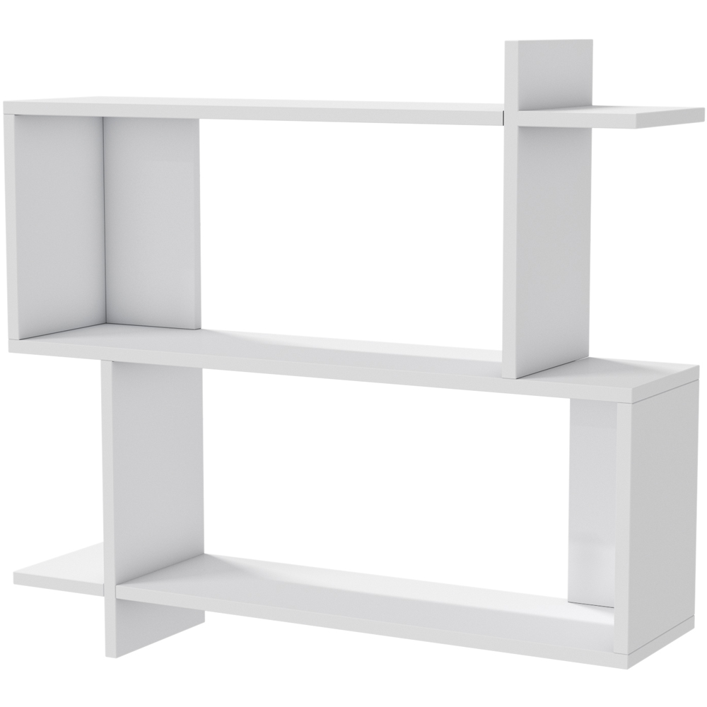 Decorotika Mina 3 Tier White Zigzag Floating Shelf Image 2