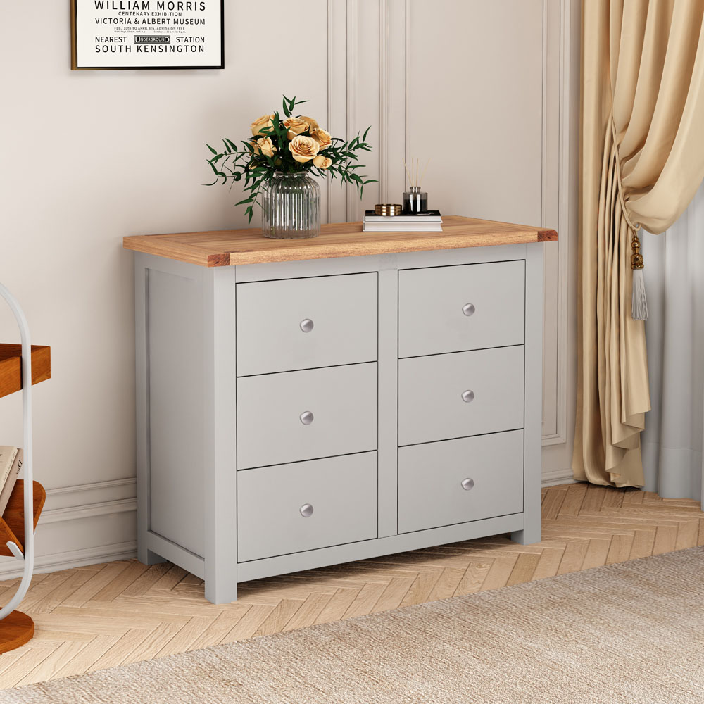 Cabinet Bits Argenta 6 Drawer Grey Chrome Knob Chest of Drawers Image 5