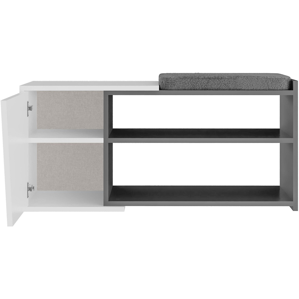 Decortie Fiona Anthracite and White Entryway Shoe Bench Storage Image 3