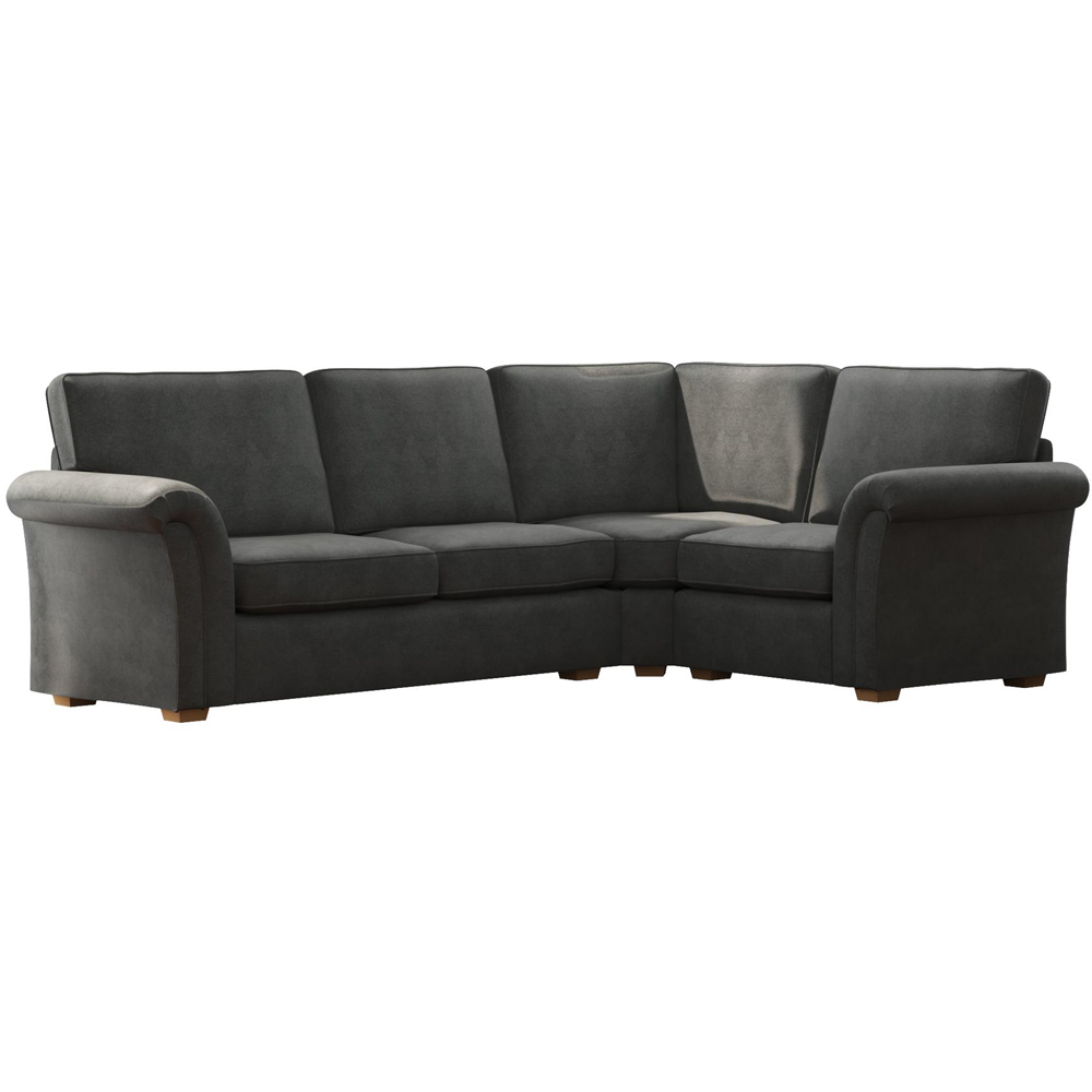 Castleacre 3 Seater Steel Plush Velvet Left Hand Fixed Back Corner Sofa Image 2