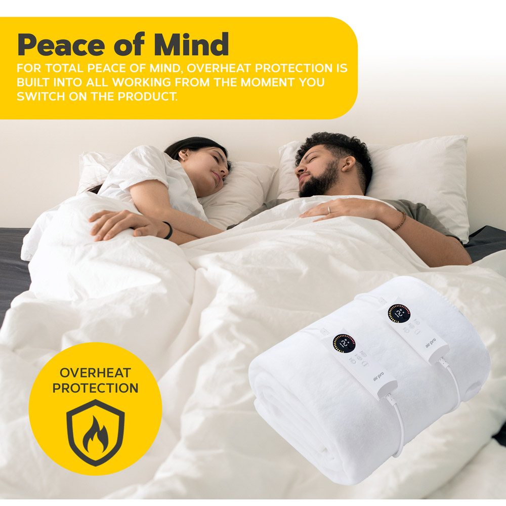 Air Pro White Double Fleece Heated Electric Blanket with Controller Image 6