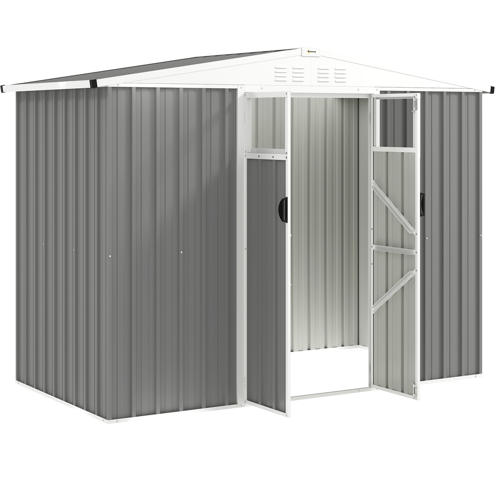 Outsunny 7.6 x 3.8ft Light Grey Metal Garden Storage Shed Image 1