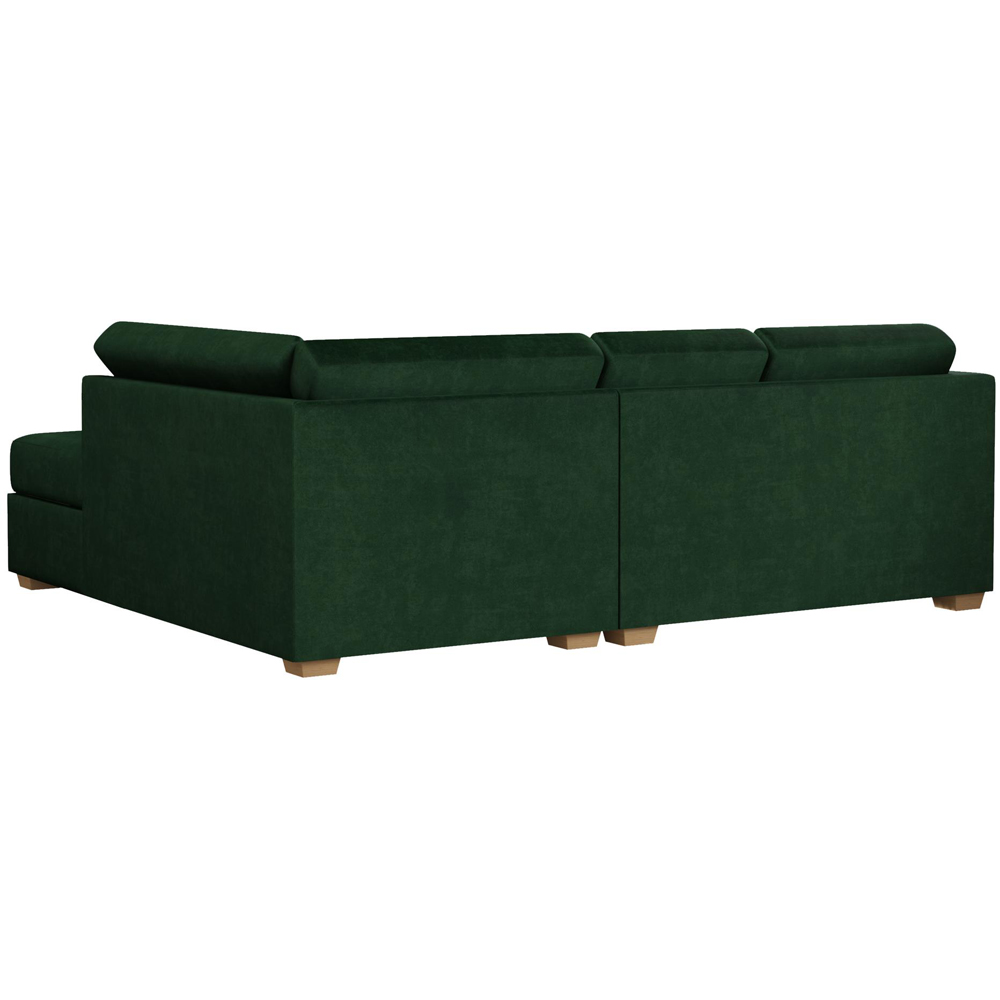 Modo 3 Seater Forest Green Plush Velvet Right Hand Fixed Back L-Shape Corner Sofa Image 5