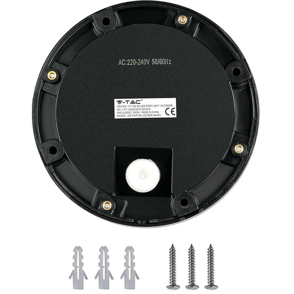 V-TAC 4 Pack 2W Black Round Warm White LED Step Light Image 4