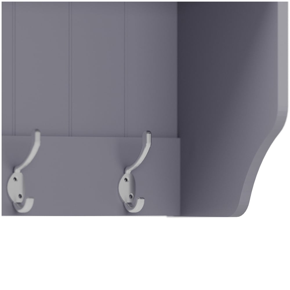 Homebase Grey Bevelled Coat Shelf with 5 Double Hooks Image 5