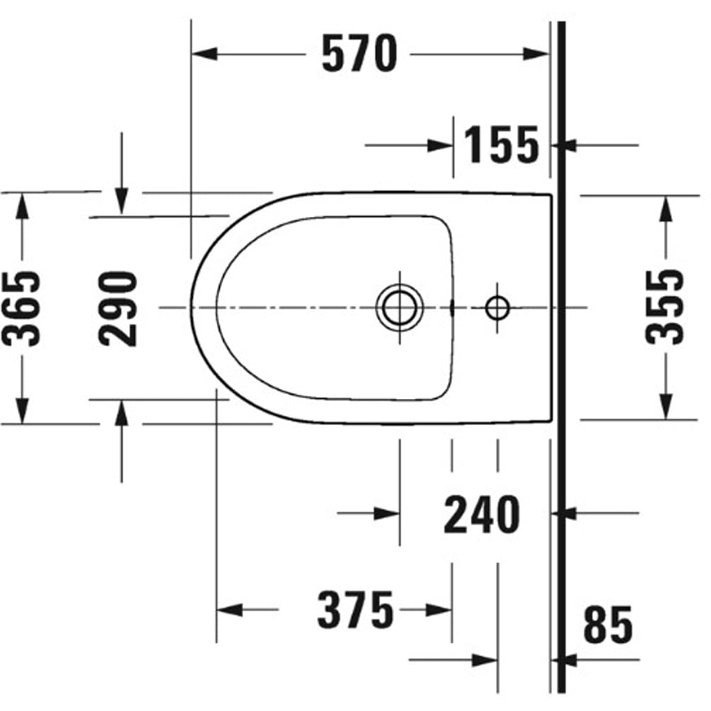 Duravit No.1 White High Gloss Floor Standing Bidet 570mm Image 2