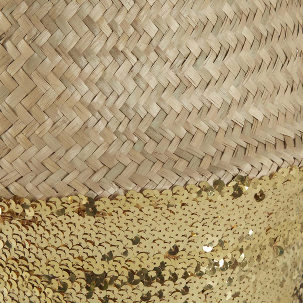 Premier Housewares Gold Sequin Medium Seagrass Basket Image 4