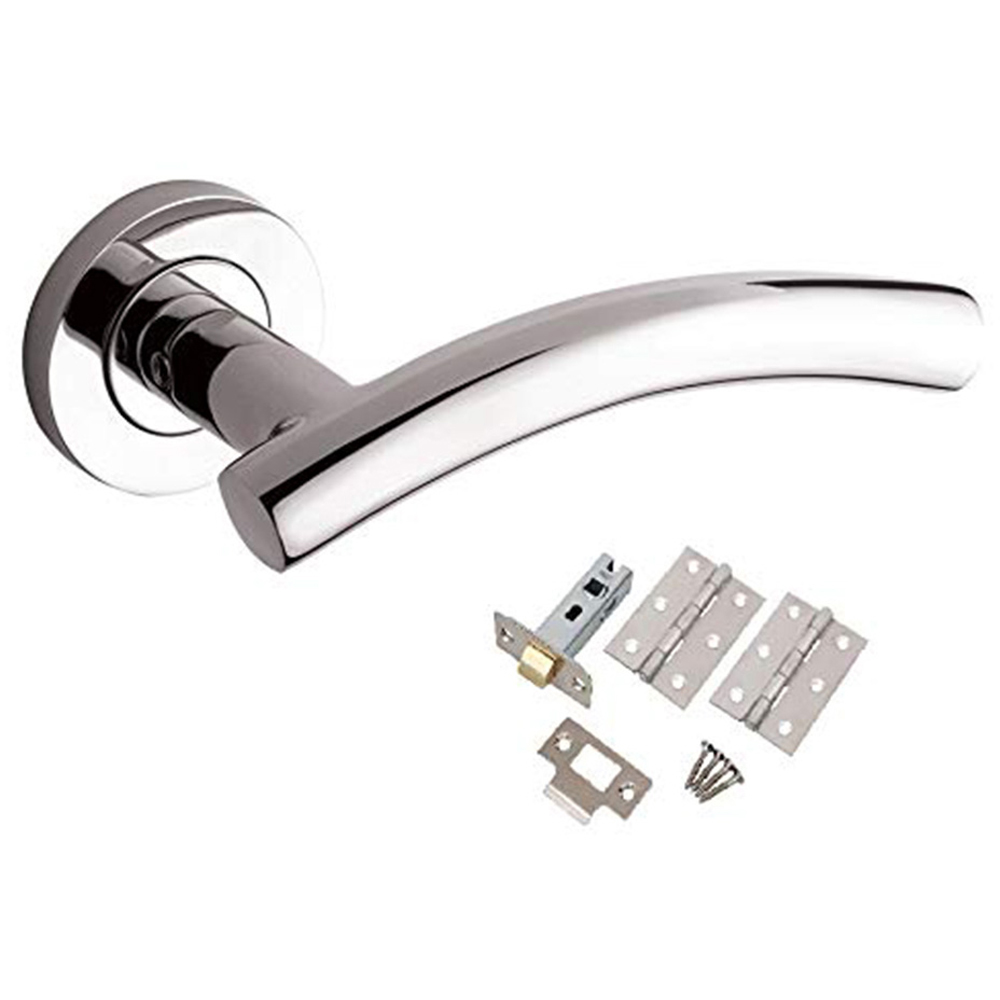 Golden Grace Polished Chrome Arched T-Bar Lever Door Handle 5 Pack Image 2