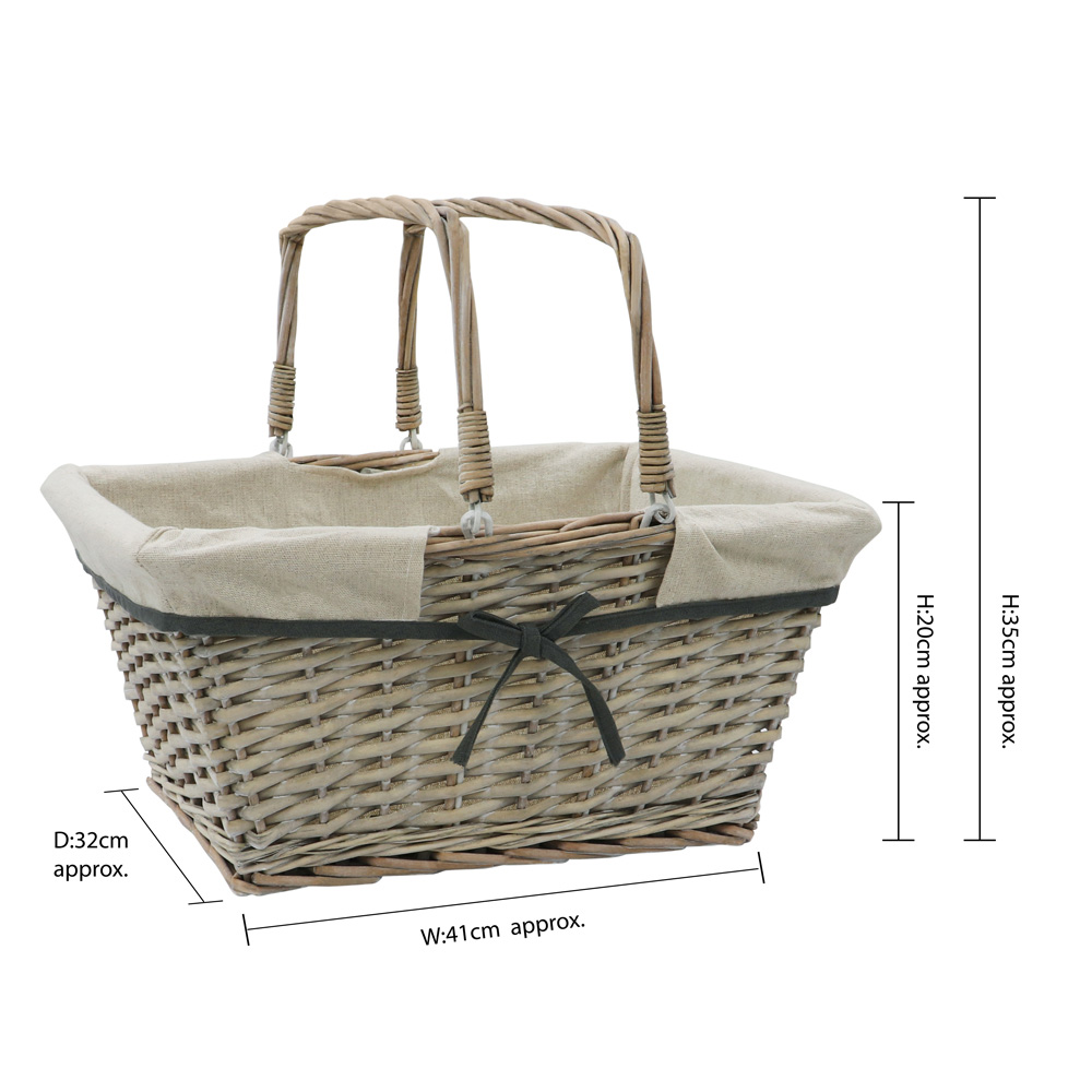 JVL 20L Arianna Grey Rectangular Willow Shopping Basket Image 5