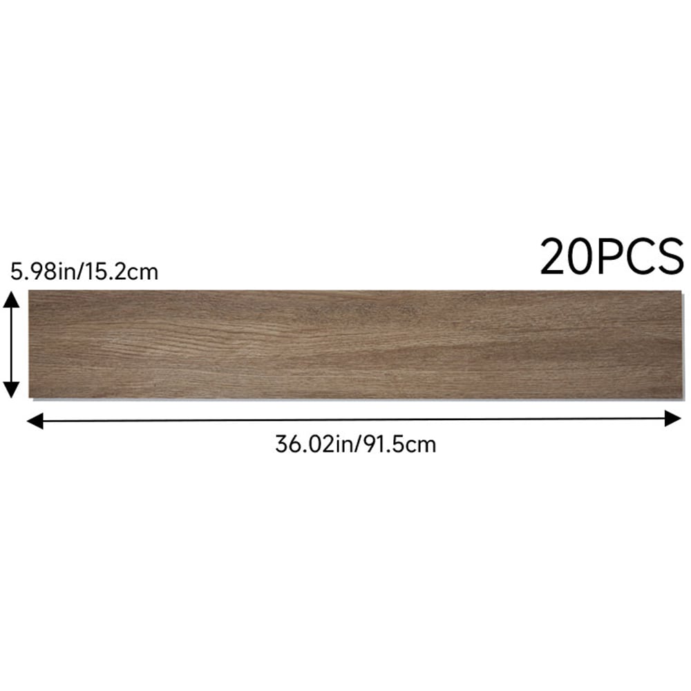 Living and Home Walnut Brown Wood Grain Rectangle PVC Flooring 20 Pack Image 8