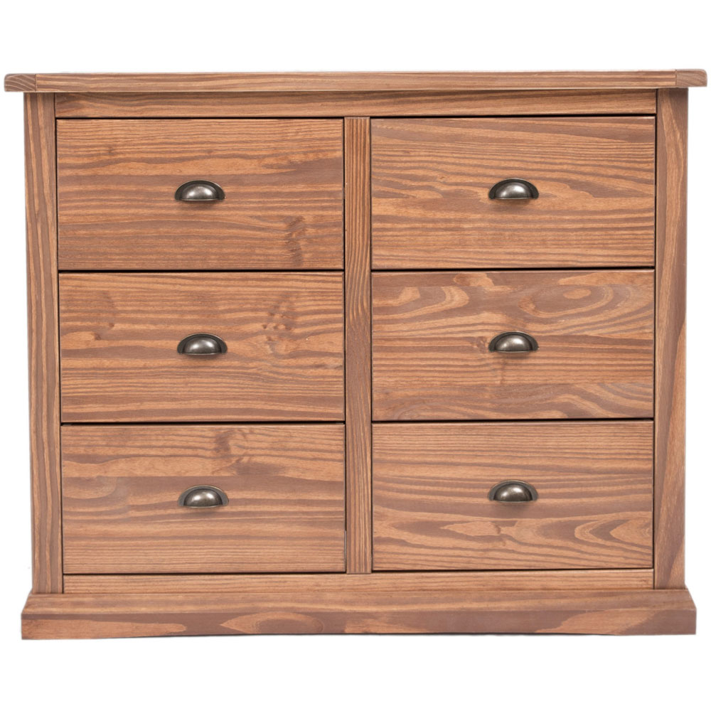 Cabinet Bits Tirolo 6 Drawer Brown Brass Cup Handle Chest of Drawers Image 3