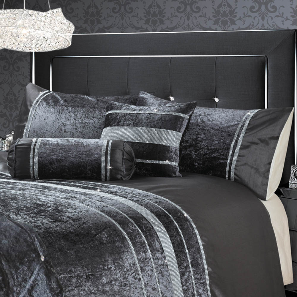 Intimates Rienzo Single Charcoal Diamante Duvet Set Image 3
