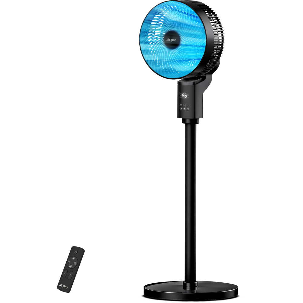Air Pro Black SmartVoice 3D Oscillating Height Adjustable Mono Pedestal Fan with Remote 12 inch Image 2