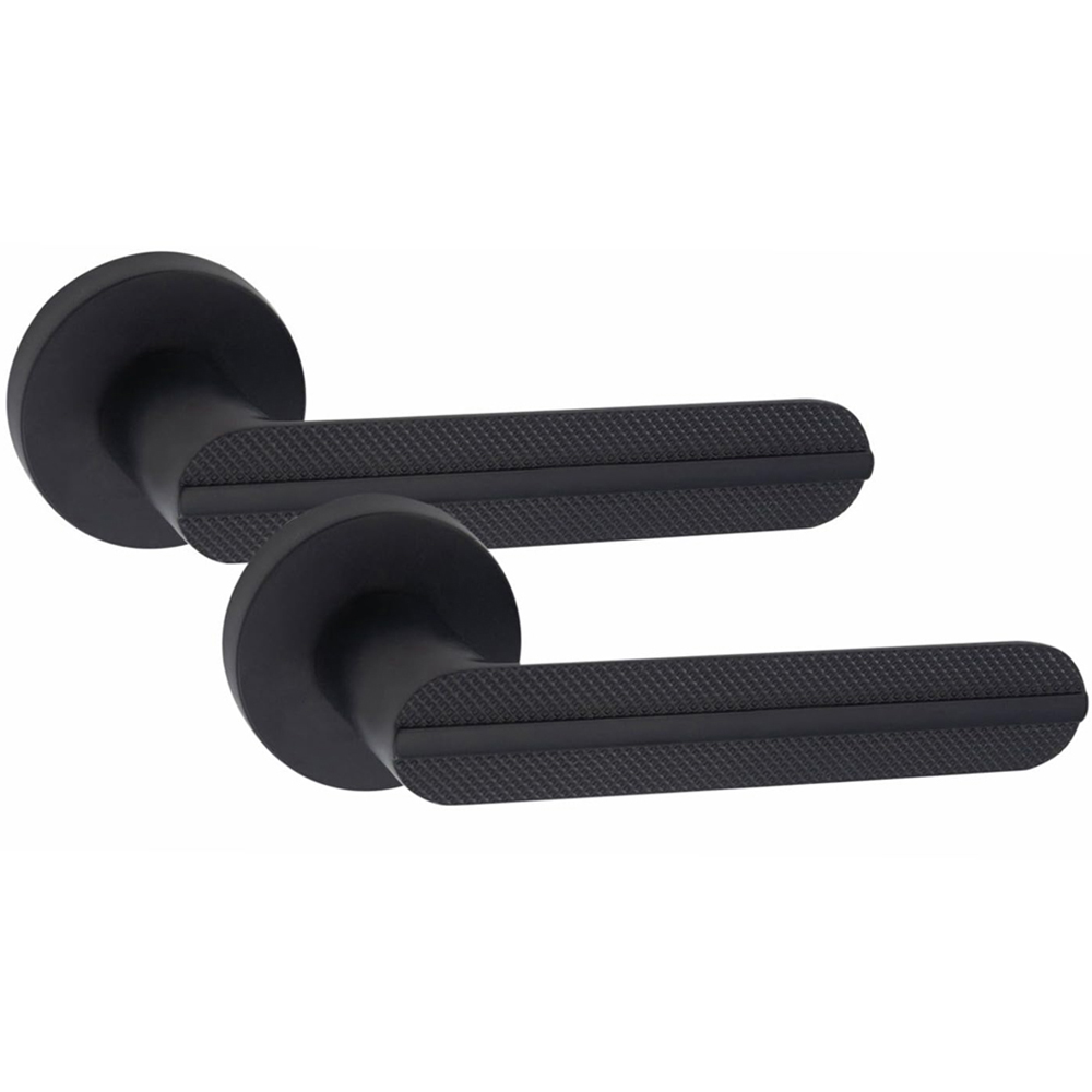 Golden Grace Matt Black Modern Lima Premium Door Handle Set 6 Pack Image 2