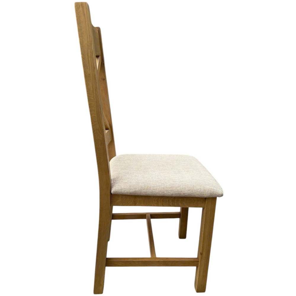 Home Source Copenhagen Beige Wool Solid Oak High Cross Back Dining Chair 2 Pack Image 4